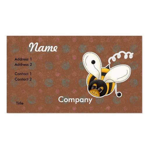 Sweet Cute Little Bumble Bee Business Card Template (front side)