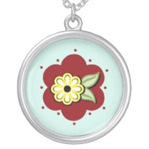 Sweet Daisy Sterling Silver Necklace in Red & Aqua