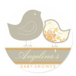 Sweet Damask Chicks Blue Baby Shower Label Sticker Sweet Damask Chicks Blue Baby Shower Label Sticker