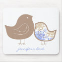 Sweet Damask Chicks Blue Pattern Custom Mousepad