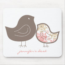 Sweet Damask Chicks Fun Pattern Custom Mousepad