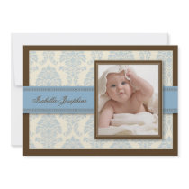 Sweet Damask Chocolate Birth Announcement (blue)