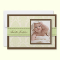 Sweet Damask Chocolate Birth Announcement (green) invitations