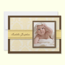 Sweet Damask Chocolate Birth Announcement (lemon) invitations