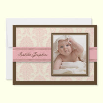 Sweet Damask Chocolate Birth Announcement (pink) invitations