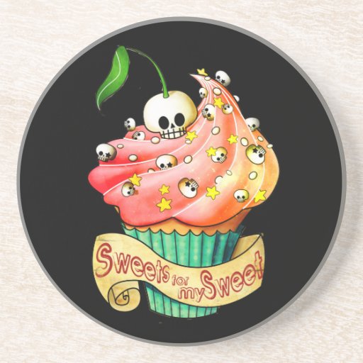 Sweet & Deadly  Skull Cupcake Beverage Coaster