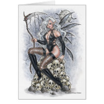 sweet, death, dead, fairy, fae, faeries, faery, gothic, goth, vampire, succubus, grim, reaper, pinup, sexy, woman, girl, lady, moon, skull, dark, fantasy, punk, emo, sketch, black, white, illustration, zerick, devil, queen, monster, delphine, levesque, demers, anime, manga, drawing, vampires, Card with custom graphic design
