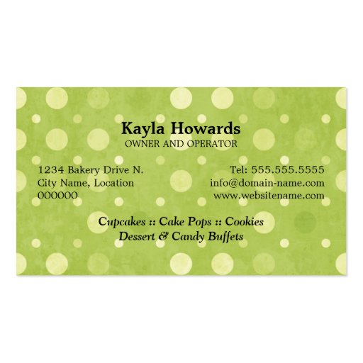 Sweet Desserts Business Cards (back side)