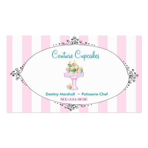 Sweet Destiny Couture Cupcakes Business Card (back side)