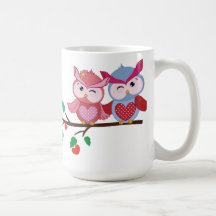 Sweet Double Owls Valentine's Day mug