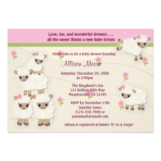 Sweet Dreams LAMB Baby Shower invitation girl SDK