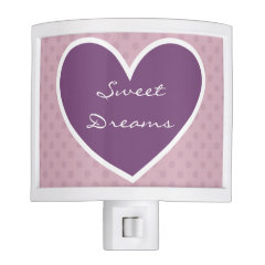 Sweet Dreams Pink Polka Dots Purple Heart V07 Nite Lights