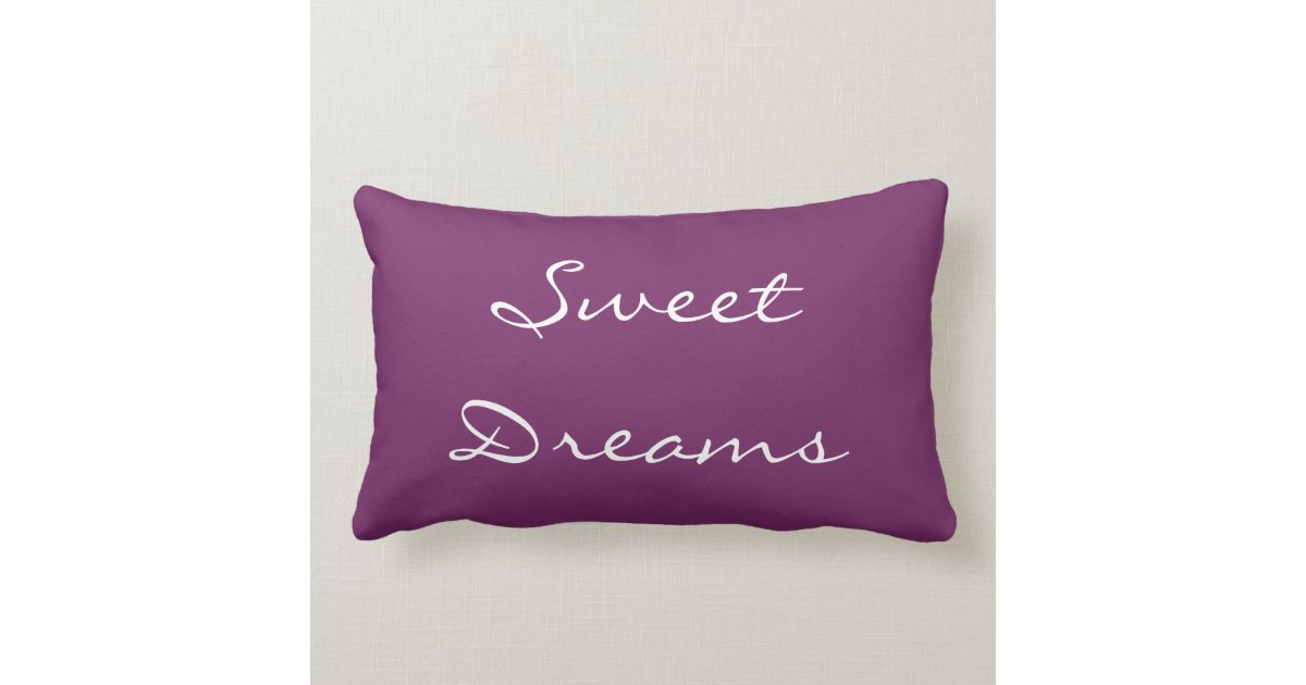 "Sweet Dreams" Purple Bed Accent Pillow Zazzle