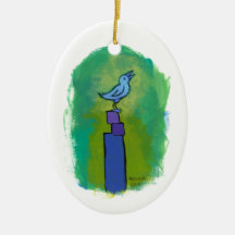Sweet Dreams Song tiny art singing bird painting Christmas Tree Ornament