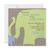 Sweet Elephant Baby Boy Shower Invitation