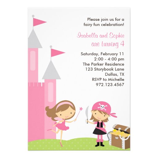 Sweet Fairy and Pink Pirate Invitation