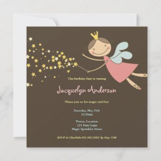 Sweet Fairy and Stars 2 Birthday Photo Invitation invitation