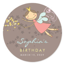 Sweet Fairy and Stars Birthday Gift Label Sticker