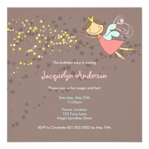 Sweet Fairy and Stars Birthday Photo Invitation