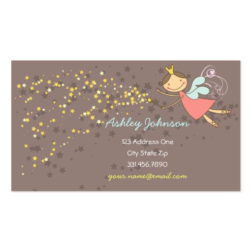 Sweet Fairy and Stars Cute Template Profile Card Business Cards (front side)