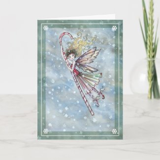 Sweet Fairy Candy Cane Christmas Card