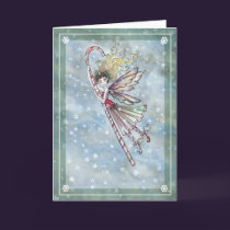 Sweet Fairy Candy Cane Christmas Card cards