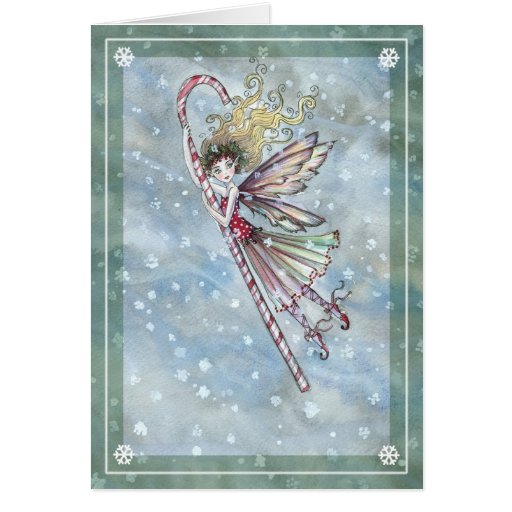 Sweet Fairy Candy Cane Christmas Card