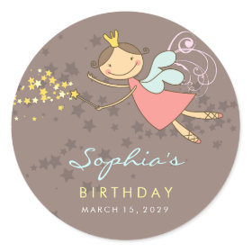 Sweet Fairy Stars Birthday Party Gift Tag Sticker
