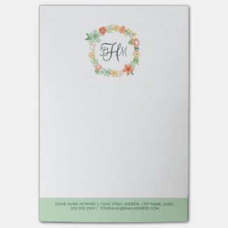 Sweet Floral Monogram Post-It Notes Post-it® Notes