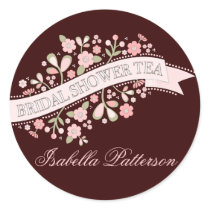 Sweet Flowers Bridal Shower Tea Party Sticker