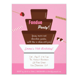 Sweet Fondue Fountain Girls Birthday Party 4.25x5.5 Paper Invitation Card