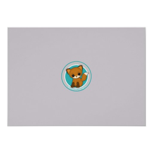 Sweet Fox Baby Shower Invitations Chevron Gray