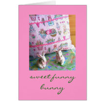 Sweet Funny Bunny Easter and Greeting Card