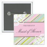 Sweet Garden Stripes Wedding Name Tag / Button