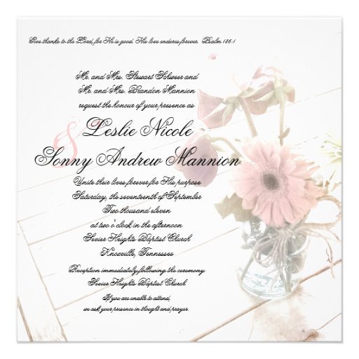 Sweet Gerber Daisy & Roses Wedding Invitation