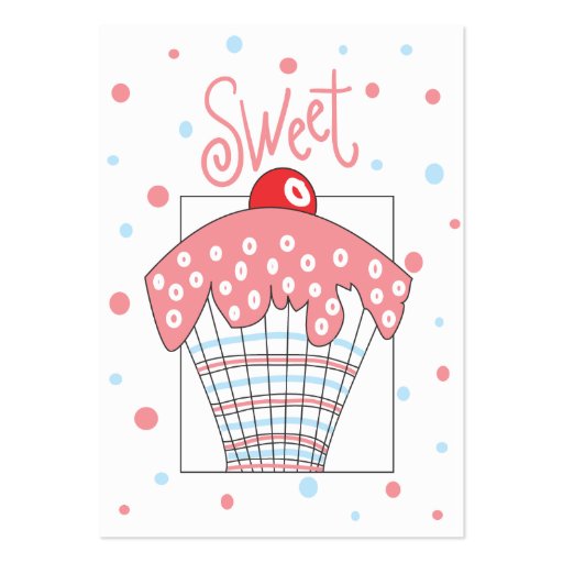 Sweet gift card with cupcake and polka dots business card templates (front side)
