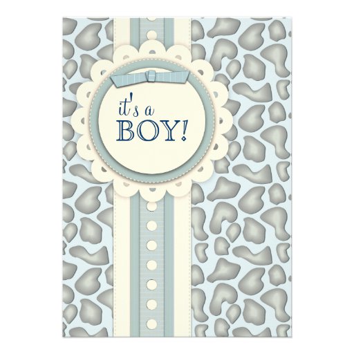 Sweet Giraffe Scrapbook Baby Shower Invite | Blue