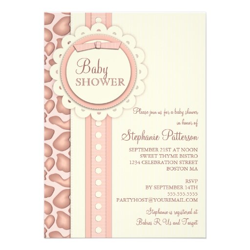 Sweet Giraffe Scrapbook Baby Shower Invite | Pink