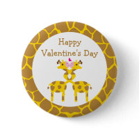 Sweet Giraffes in Love Happy Valentines Day Buttons