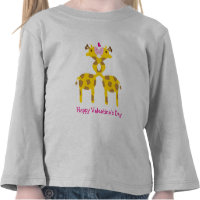 Sweet Giraffes in Love Happy Valentines Day T Shirts