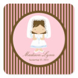 Sweet Girl First Holy Communion Sticker Brown Pink
