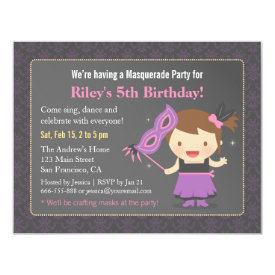 Sweet Girl Masquerade Birthday Party Invitations