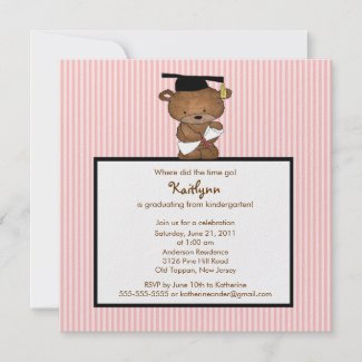 Sweet Grad Bear Kindergarten Graduation Invitation zazzle_invitation