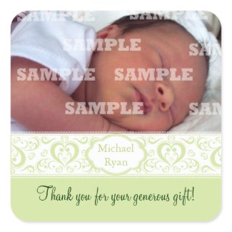 Sweet Green Band Baby Thank You Stickers sticker