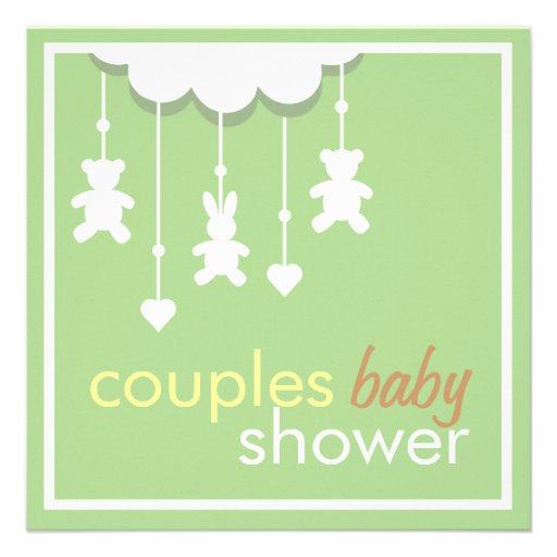 Sweet Green Mobile Couples Baby Shower Invitation