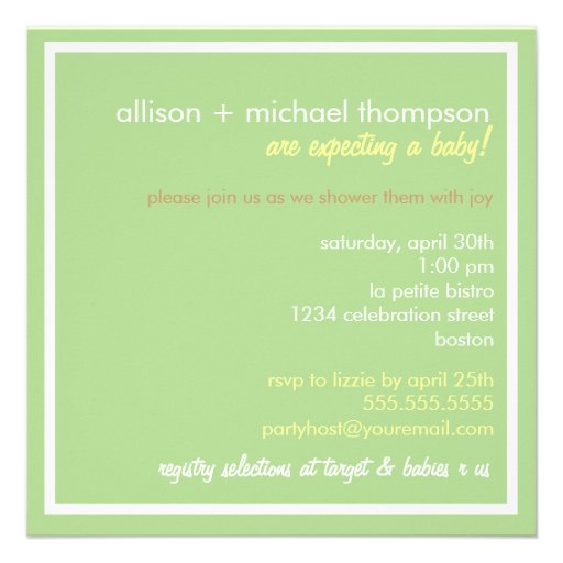 Sweet Green Mobile Couples Baby Shower Invitation