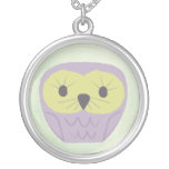 Sweet Green & Purple Owl Girls Name Necklace