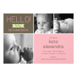Sweet Greeting Baby Photo Birth Announcement invitations