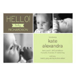 Sweet Greeting Baby Photo Birth Announcement invitations