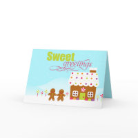 Sweet greeting gingerbread house holiday card card
